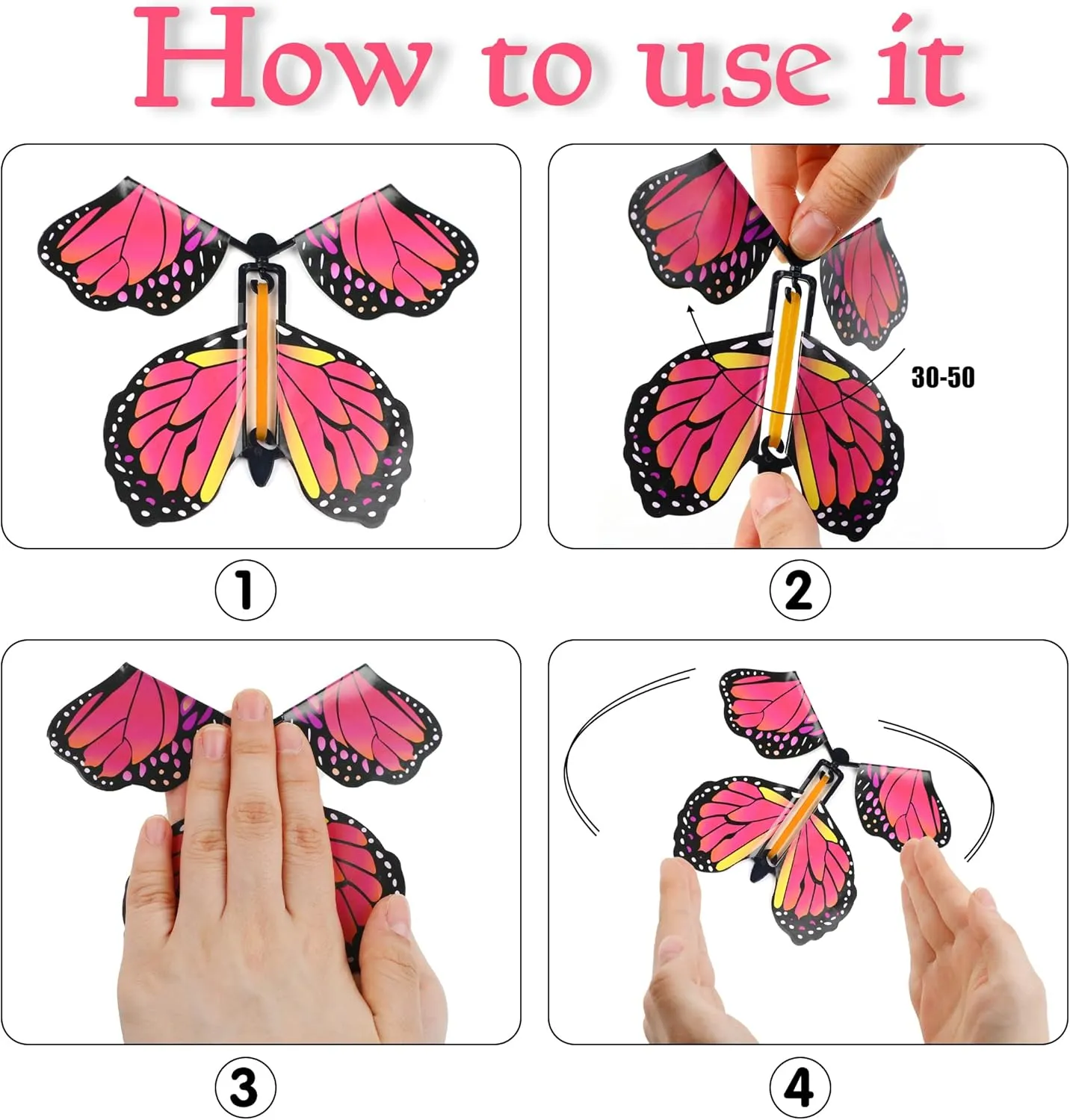 LOMIMOS 40PCS Flying Butterfly, Magic Wind Up Butterfly Toy Gift for Kids Surprise Explosion Box Wedding Birthday Party Book Greeting Card(20 Styles)