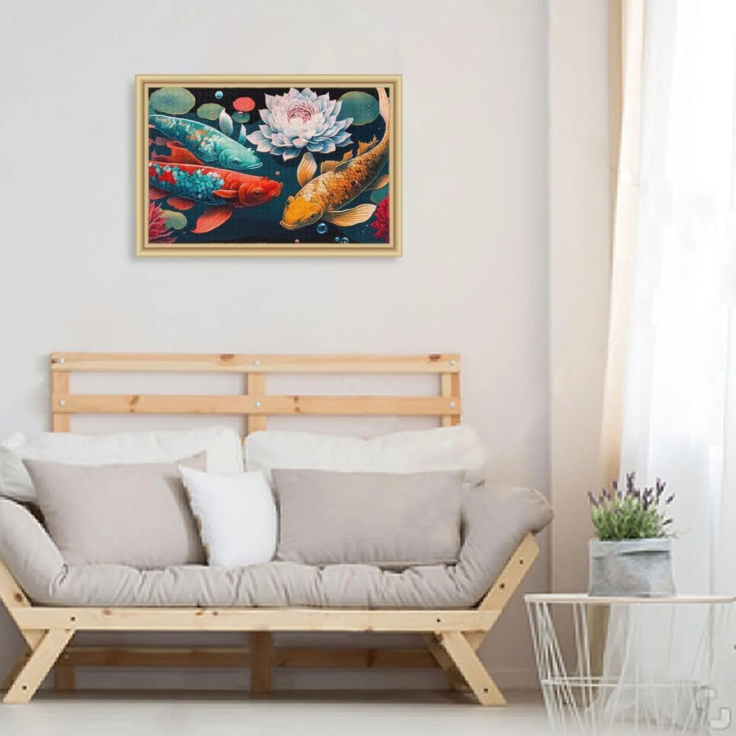 Lotus Flowers Fish Jigsaw Puzzles for Kids Adults 1000 Pieces, Fun Educational Games Toy Birthday Gift Art Home Decor Finish Size 29.5 x 20 Inches