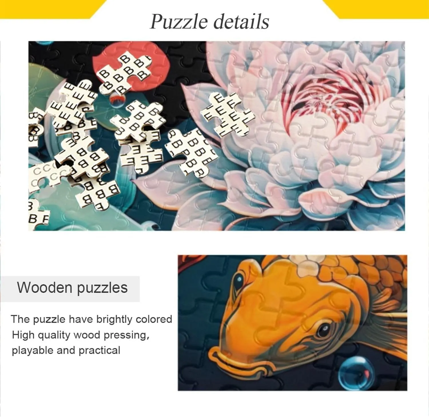 Lotus Flowers Fish Jigsaw Puzzles for Kids Adults 1000 Pieces, Fun Educational Games Toy Birthday Gift Art Home Decor Finish Size 29.5 x 20 Inches