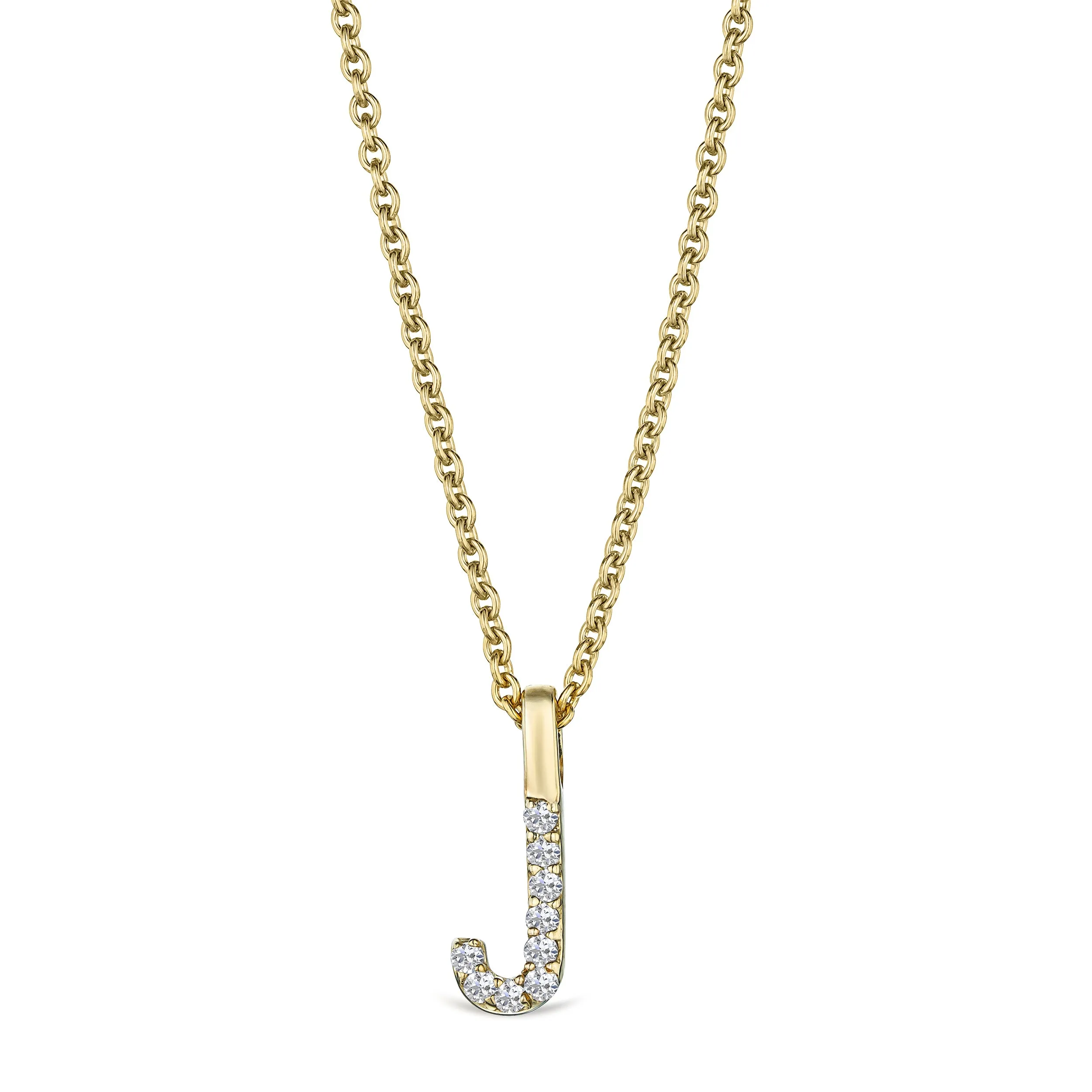 Love Letter Initial J Lab Diamond Necklace set in 9K Yellow Gold