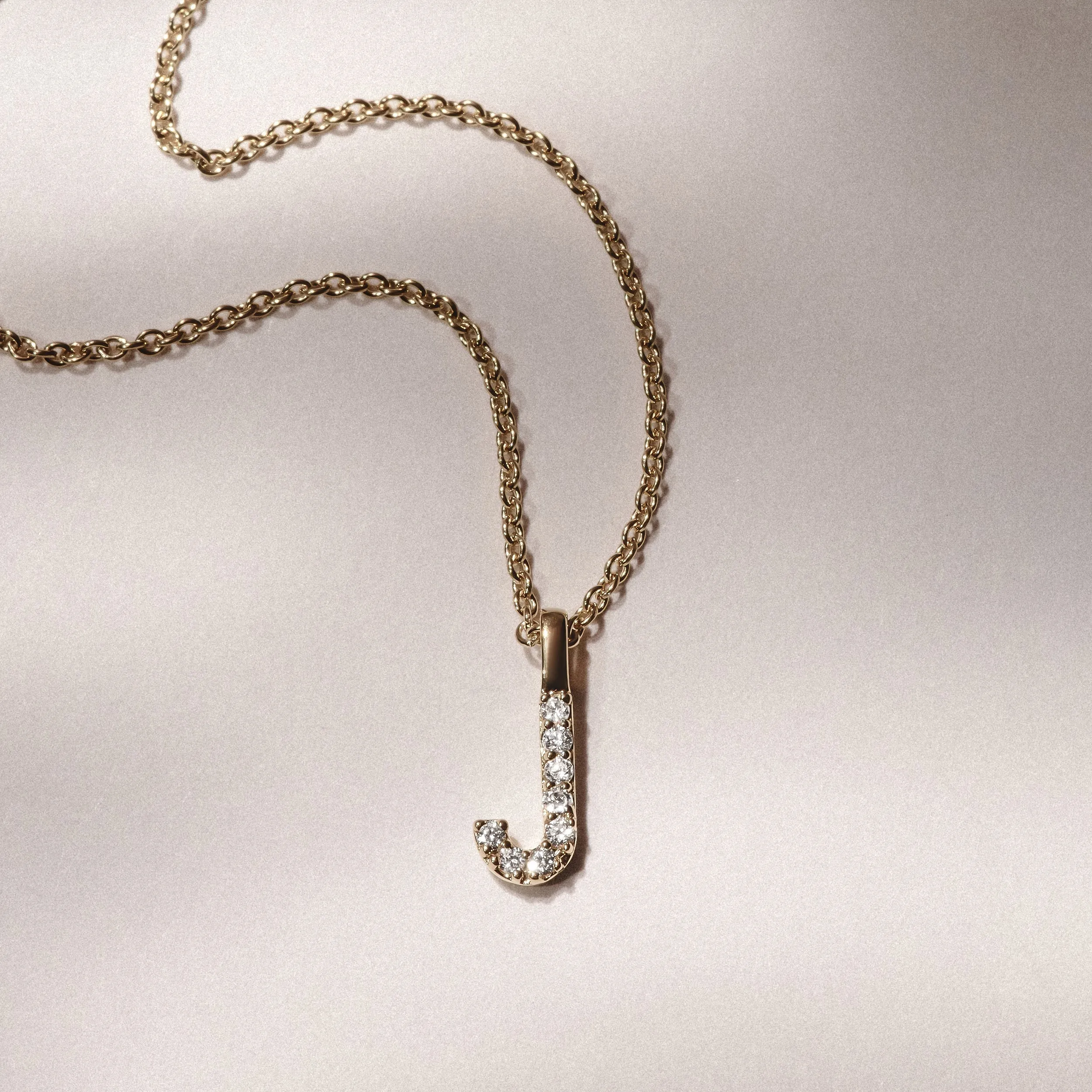 Love Letter Initial J Lab Diamond Necklace set in 9K Yellow Gold
