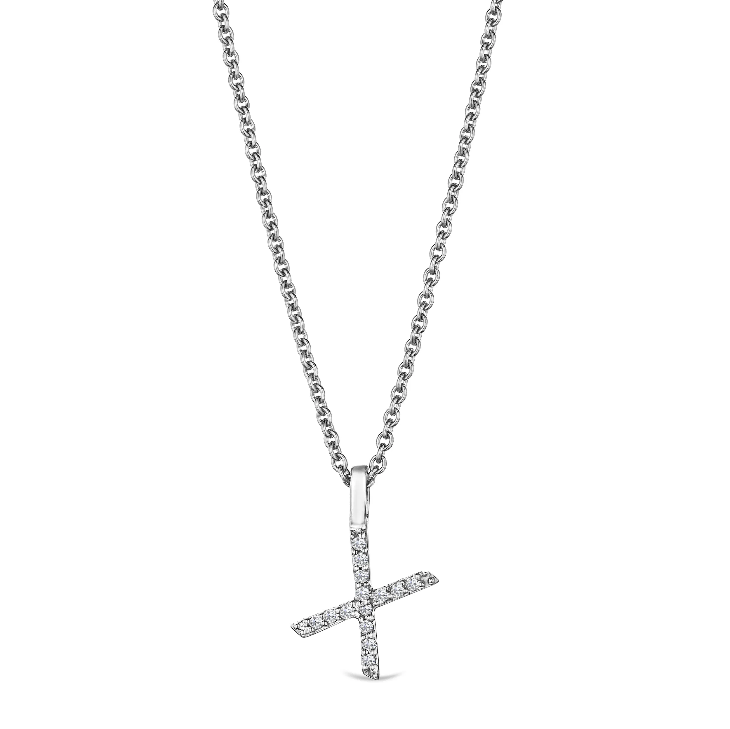 Love Letter Initial X Lab Diamond Necklace set in 9K White Gold