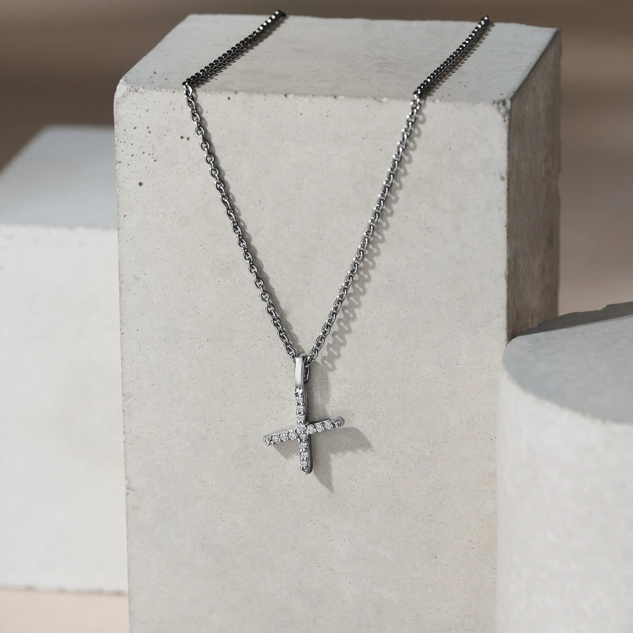 Love Letter Initial X Lab Diamond Necklace set in 9K White Gold