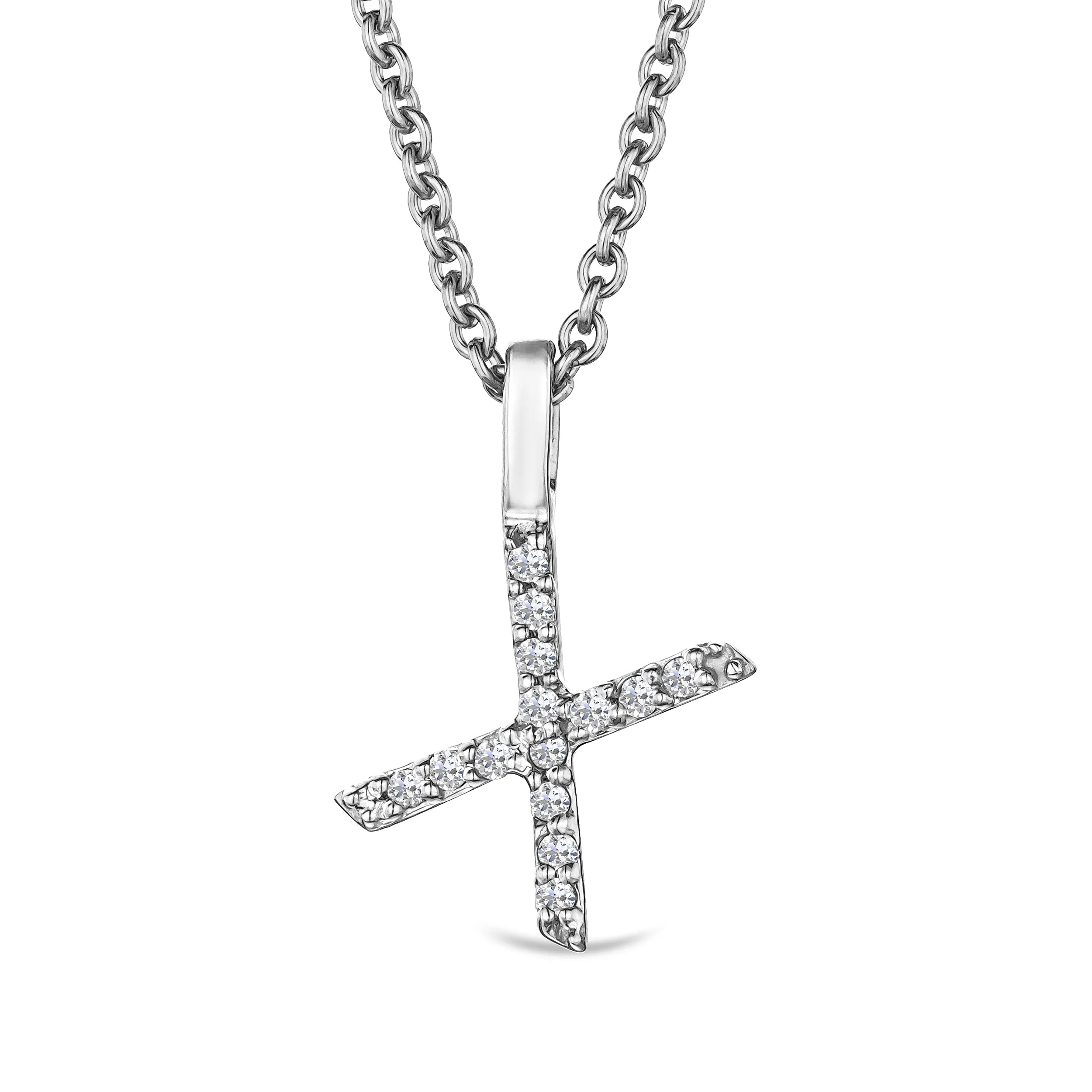 Love Letter Initial X Lab Diamond Necklace set in 9K White Gold