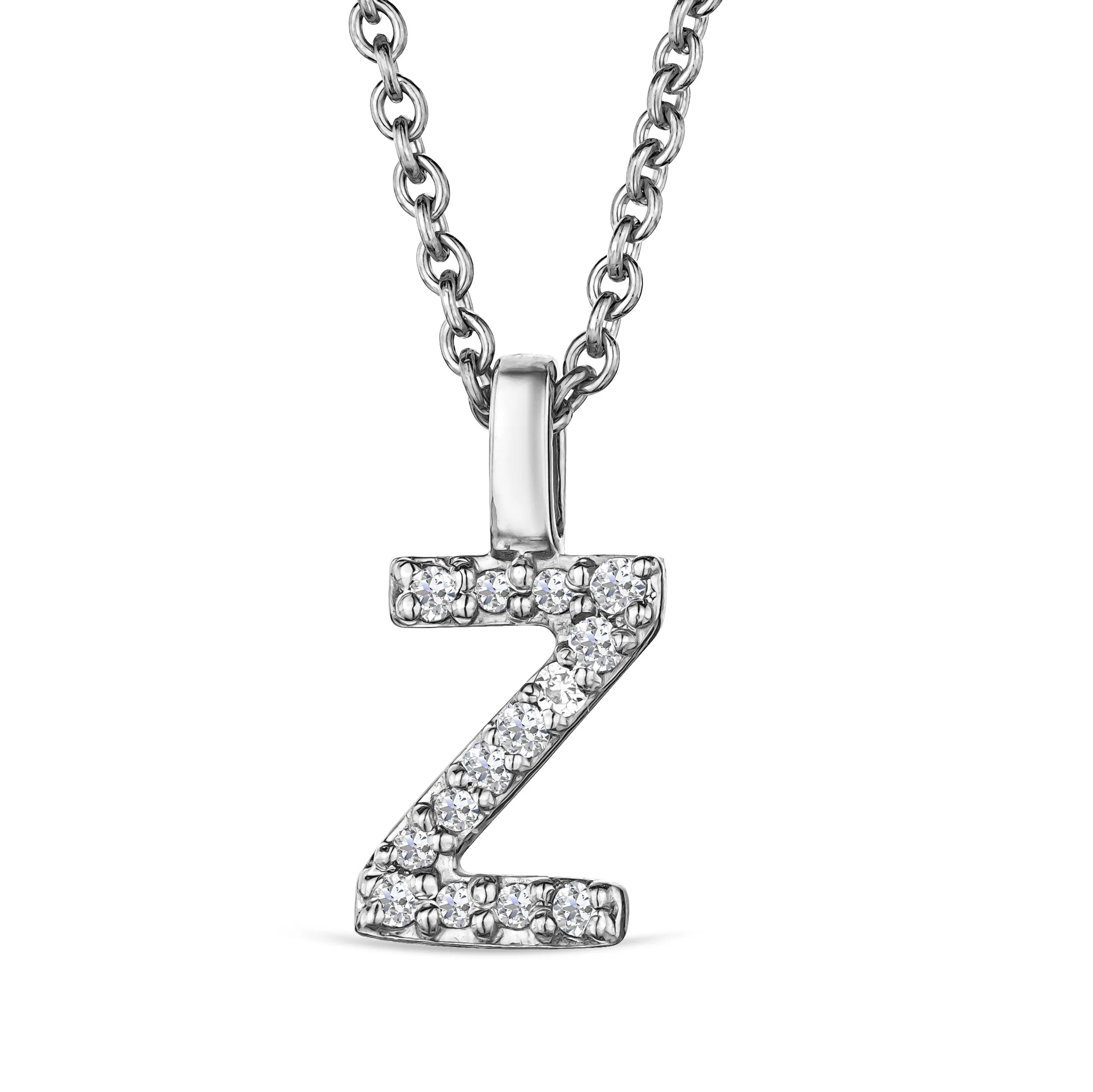 Love Letter Initial Z Lab Diamond Necklace set in 9K White Gold