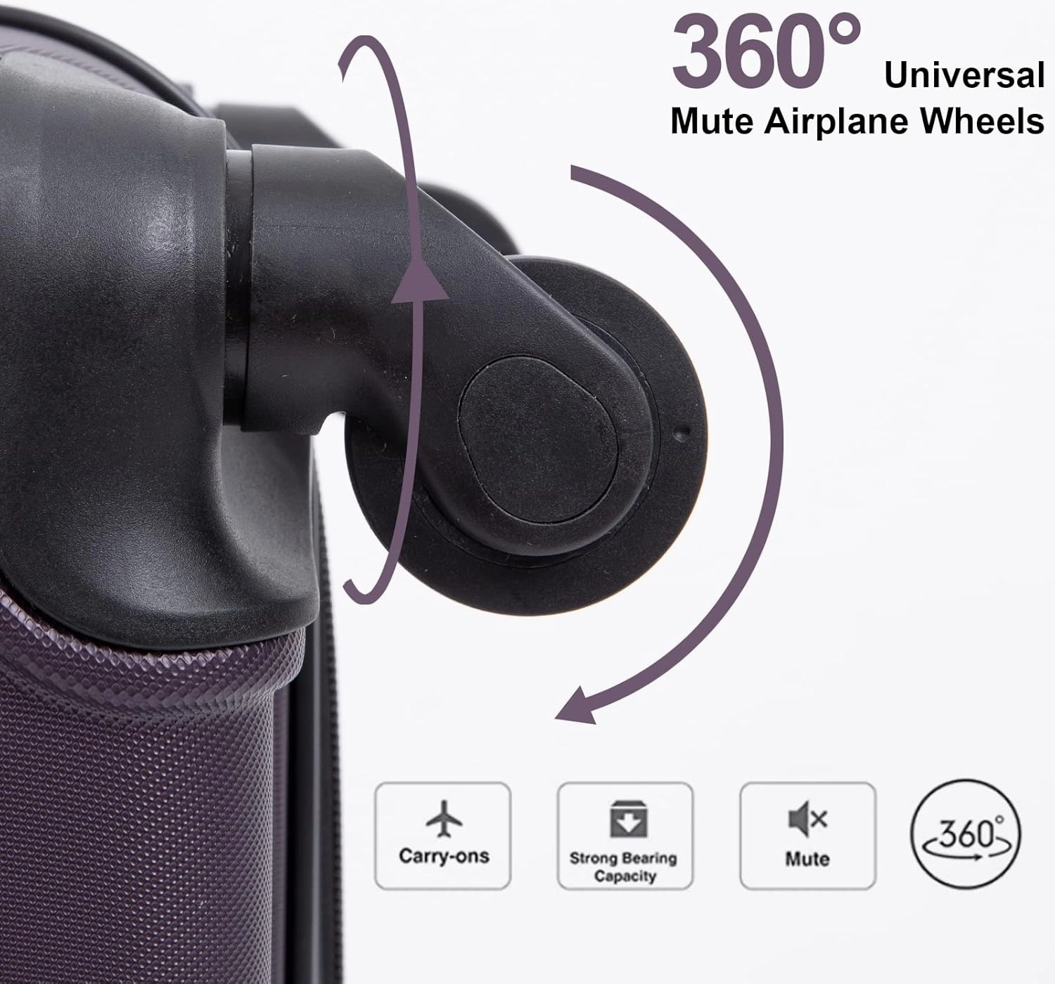 Luggage Sets 3piece Set Hardshell Luggage with Spinner Wheels, TSA Lock, Travel Suitcase Sets, 20 Inch Carry On, 24 Inch Mid-size, 28 Inch Large siutcase (Aubergine)