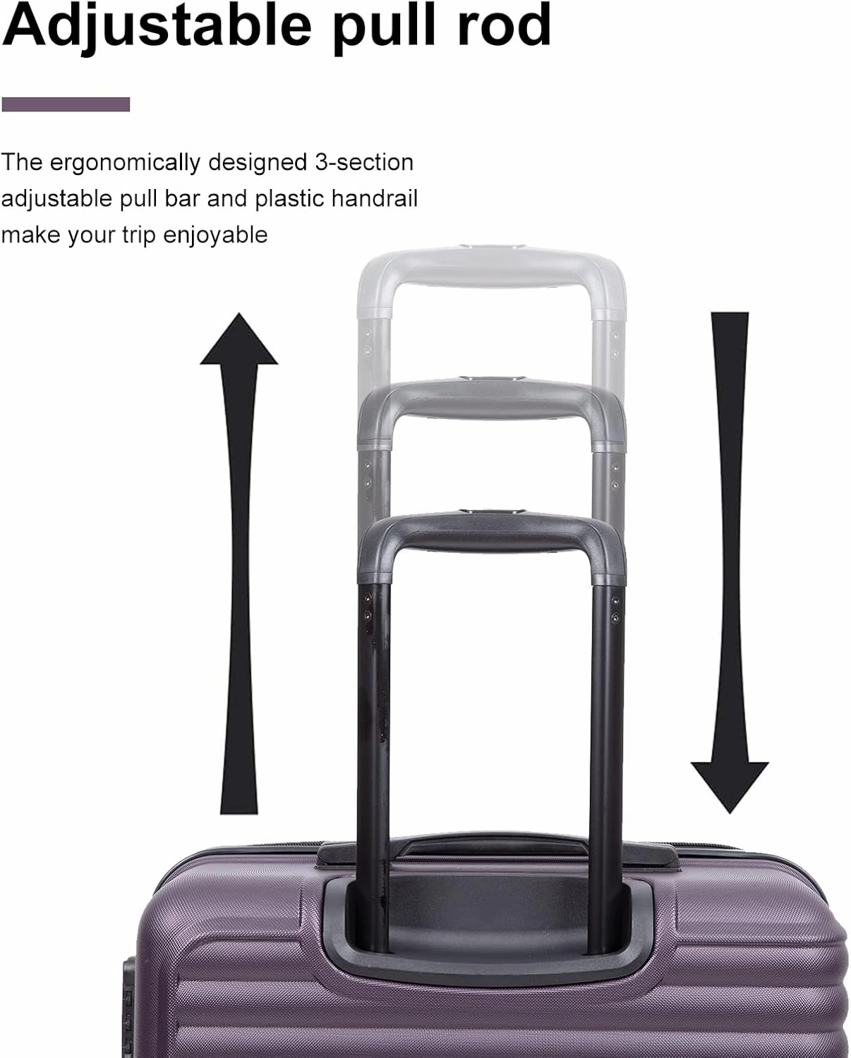 Luggage Sets 3piece Set Hardshell Luggage with Spinner Wheels, TSA Lock, Travel Suitcase Sets, 20 Inch Carry On, 24 Inch Mid-size, 28 Inch Large siutcase (Aubergine)
