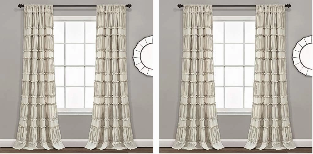 Lush Decor Nova Ruffle Window Curtain Panel Pair, 42" W x 84" L, Neutral (Pack of 2)