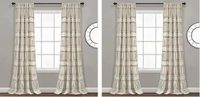 Lush Decor Nova Ruffle Window Curtain Panel Pair, 42" W x 84" L, Neutral (Pack of 2)