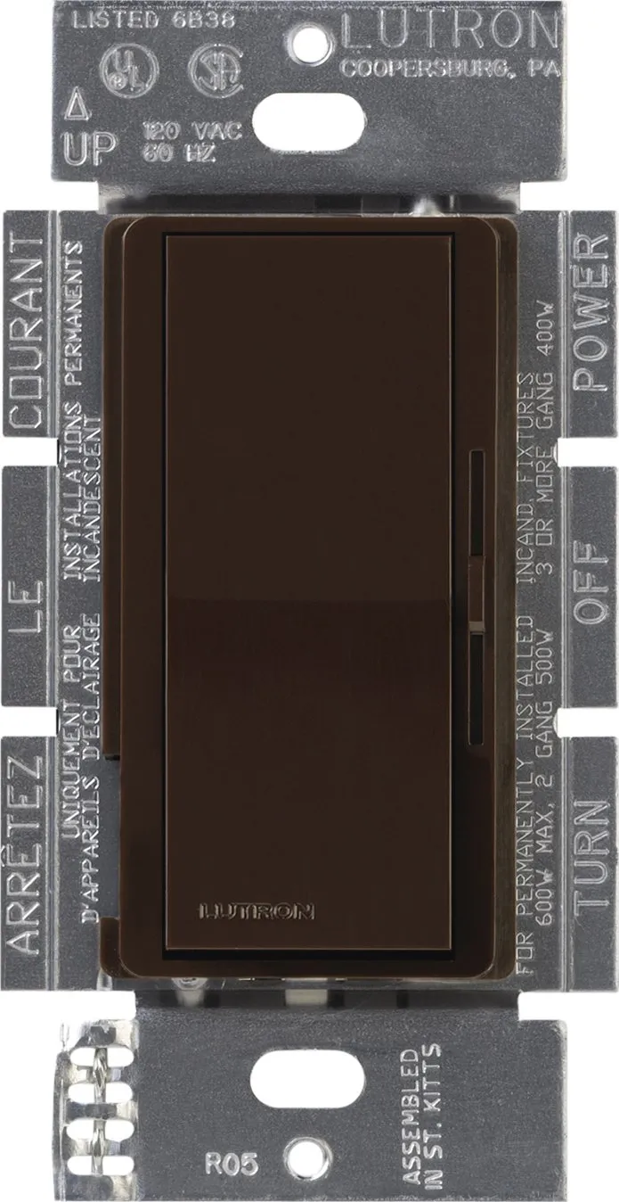Lutron DVLV-600P-BR Diva Magnetic Low-Voltage Dimmer, Brown