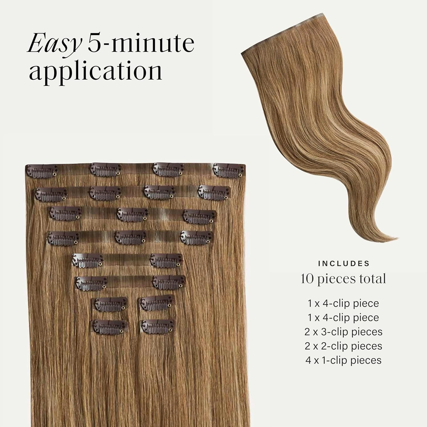 Luxy 100% Remy Human Hair - Seamless Clip-In Hair Extensions - Multi-Dimensional Color for Natural Blending, Adds Volume & Length 240 grams 24" Bronde Balayage Seamless