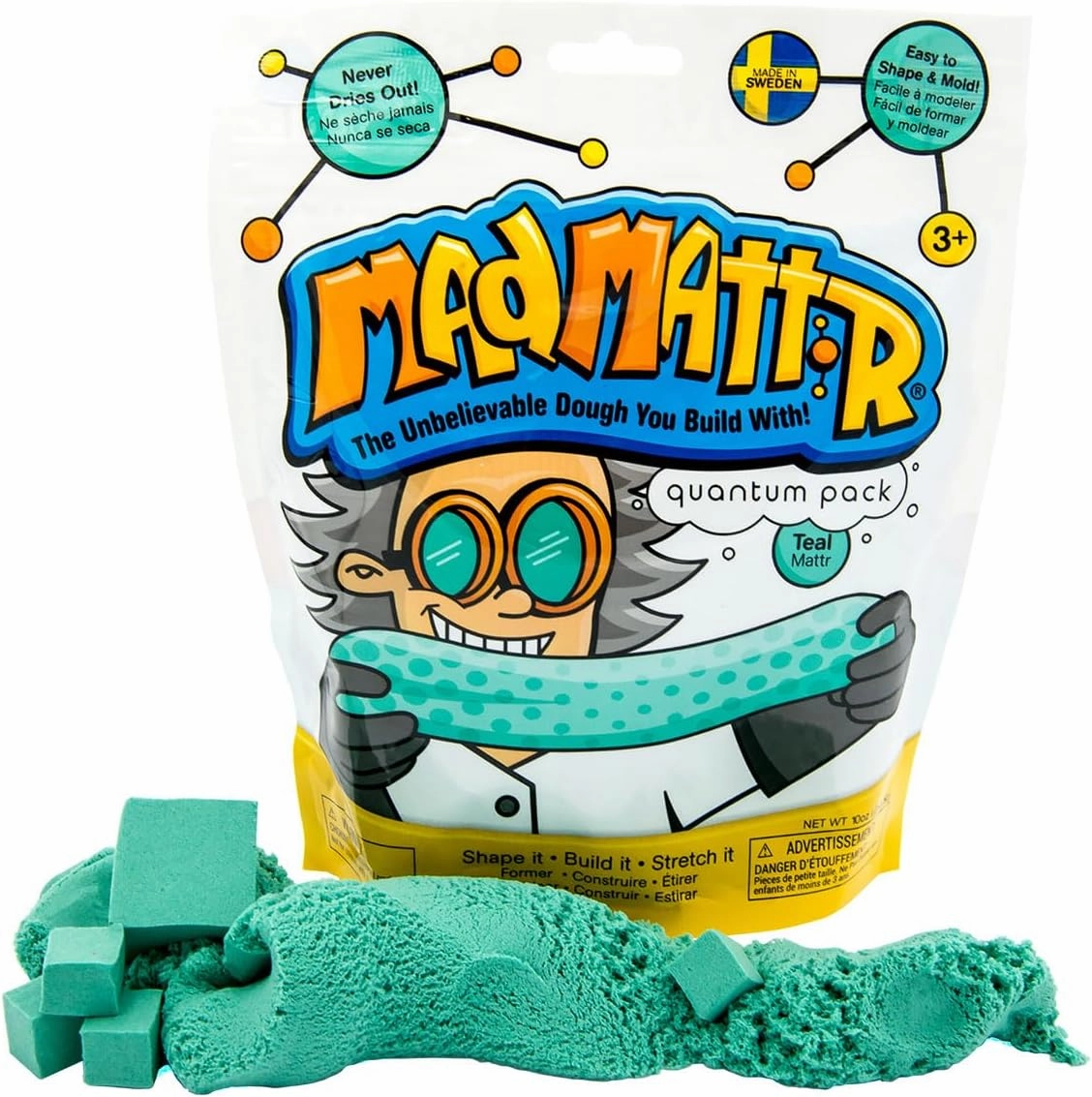 Mad Mattr is The Addictive, Super-Soft, and Satisfying Dough-Like Material That Shapes and molds Easily and Never Dries Out (Teal, 10oz)