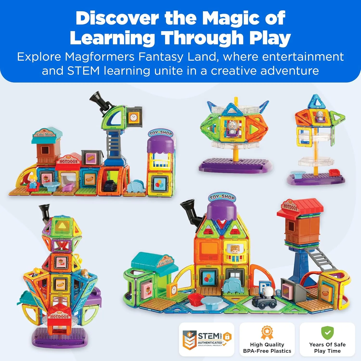 Magformers Fantasy Land 126Pc Set | Magnetic Tiles for STEM Development, Education, and Critical Thinking | Magnetic Blocks and Building Tiles to Develop Problem-Solving Ability and Shape Recognition