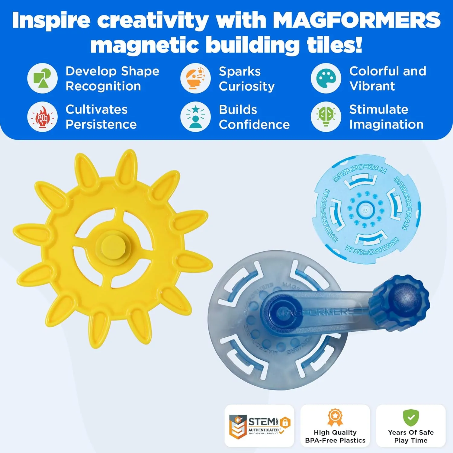 Magformers Magnets in Motion Gear Accessory 20pc Set - Magnetic Tiles Building Blocks, Educational STEM Toy - Magnetic Building Tiles for Kids to Develop Problem-Solving Abilities