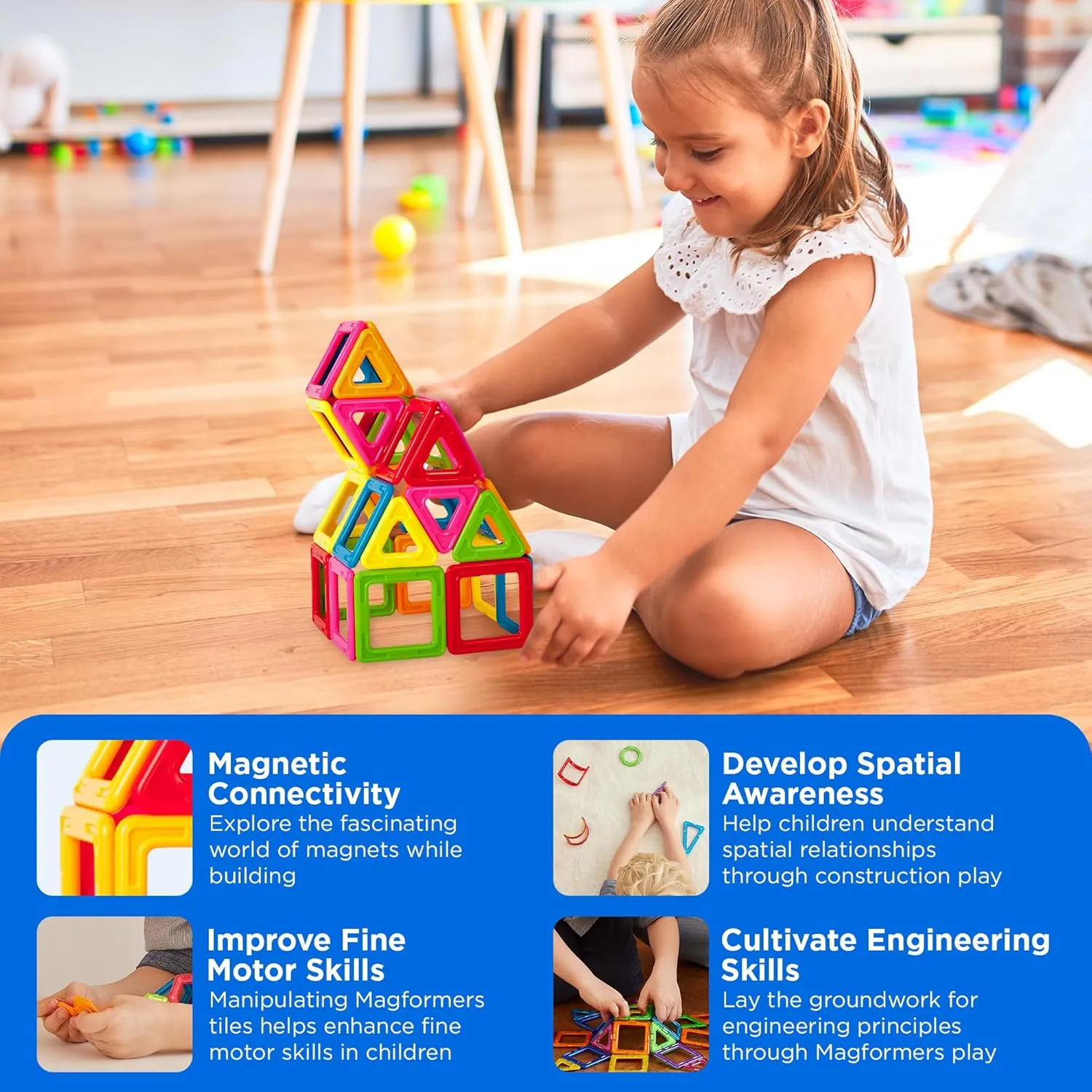 Magformers My First 30-Piece Set | Magnetic Tiles Building Blocks, Educational Kit, STEM Toy Set | Magnetic Building Tiles for Kids to Develop Problem-Solving Abilities and Shape RecognitionZ