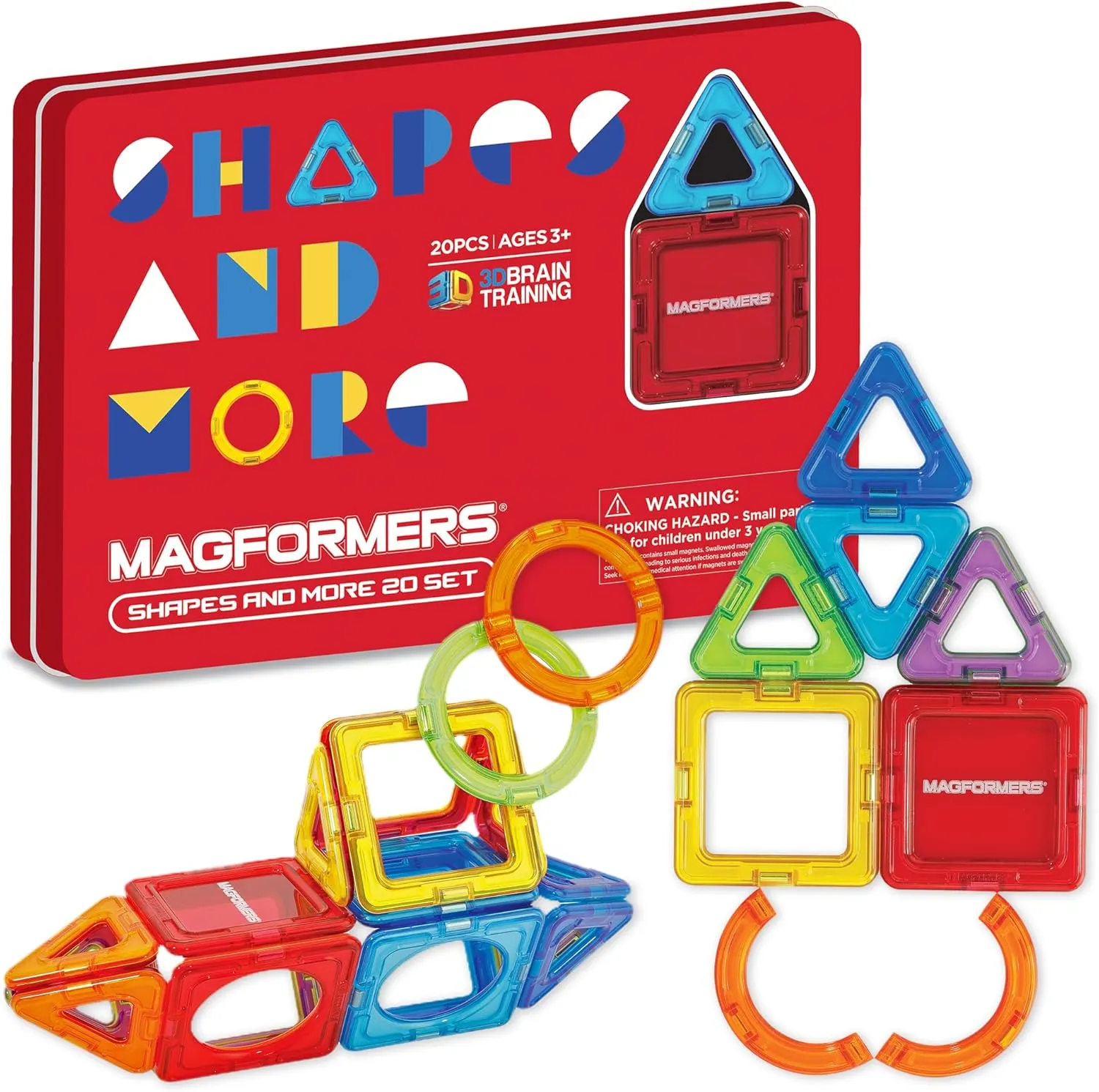 Magformers Shapes and More 20Pc Set | Educational Magnetic Tiles for STEM Development and Critical Thinking | Magnetic Blocks and Building Tiles to Develop Problem-Solving Ability & Shape Recognition