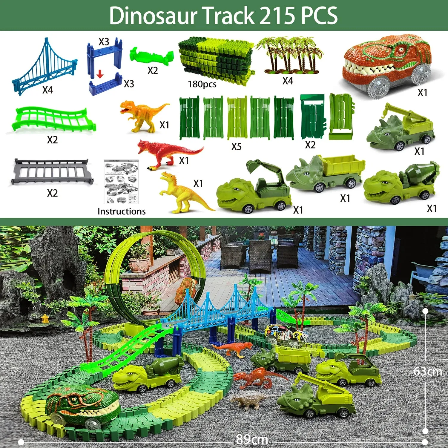 Magic Dinosaur Toy Race Track for Kids