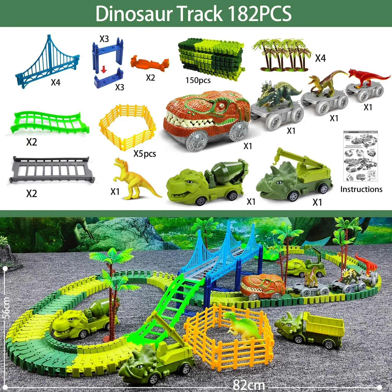 Magic Dinosaur Toy Race Track for Kids