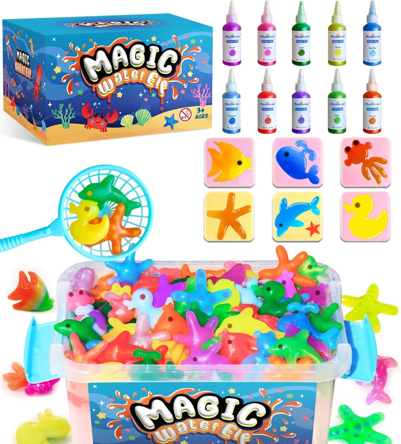 Magic Water Elf Toy Kit - Aqua Art Water Fairy Gel Kit for Kids - 10 Colors Magic Gel Water Pets - DIY Squishy Maker Set - Make Your Own Squishies Toy Crafts Party Favor for Boys & Girls Ages 6-12