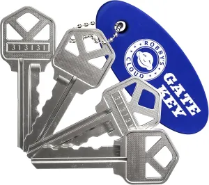 Magna Latch Series 3 Key Replacement For Magna-Latch Locks With Forward Facing Keyhole (New Style)-Key 313131 For Lokklatch & MagnaLatch Pool Gate Models With Robby's Cloud Key Float Keychain (4 Pack)