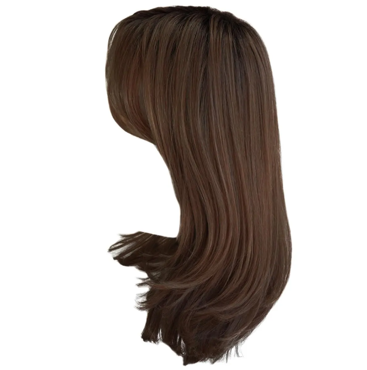 Magnetic Apppel Long Layered Wig With Whispy Bangs by Hairuwear, Average Cap - Light Brown
