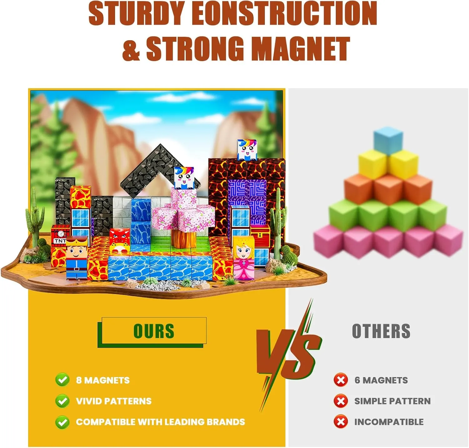 Magnetic Blocks - Build Magnet World Magic Portal Set, Magnetic Tiles Building Blocks Toddler Toys STEM Sensory Outdoor Toys for 3  Year Old Boys & Girls, Creative Kids Games Kids Toys-120PCS