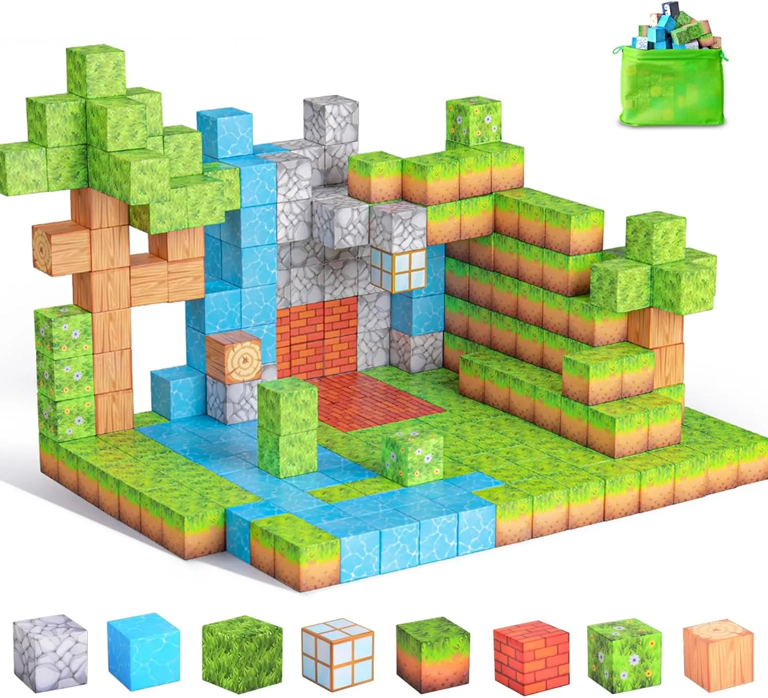 Magnetic Blocks Building Toys - 104PCS Magnet Building Blocks for Kids Building Game STEM Montessori Sensory Toys for Boys Girls Aged 3-12, Christmas Birthday Gifts