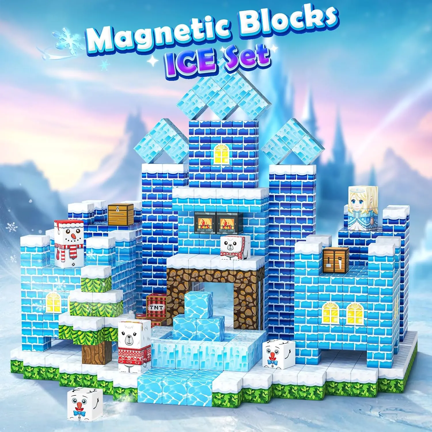 Magnetic Blocks Kids Toys - Build Mine Magnet World Set for Boys & Girls Ages 3-5 5-7 6-8 8-12 Building Sensory Toys 1'' Magnetic Cubes 3 4 5 6 7 8  Year Old Girls Birthday Gifts