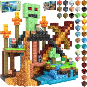 Magnetic Blocks Toys for Kids, 100 PCS Building Blocks Cubes, Stacking Magnetic Tiles Toys for Kids Toddlers Boys Girls Ages 3 4 5 6 7 8-12 Birthday Gifts Party Supplies (Underworld)