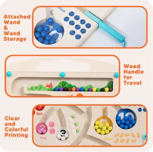 Magnetic Color & Number Maze - Montessori Wooden Color Matching Learning Counting Puzzle Board - Toddler Fine Motor Skills Toys for Boys Girls 3 4 5 Years Old