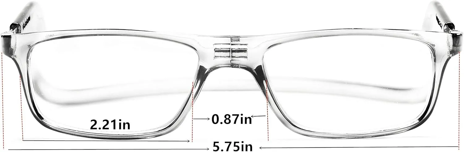Magnetic Reading Glasses Adjustable Front Connect for Men or Women