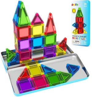 Magnetic Tiles Mini Travel Toddler Set, Magnetic Blocks Building Kids Toys & Games, Montessori Preschool Classroom Must Haves Educational Learning Sensory Toys for 3  Year Old Boys Girls Birthday Gift