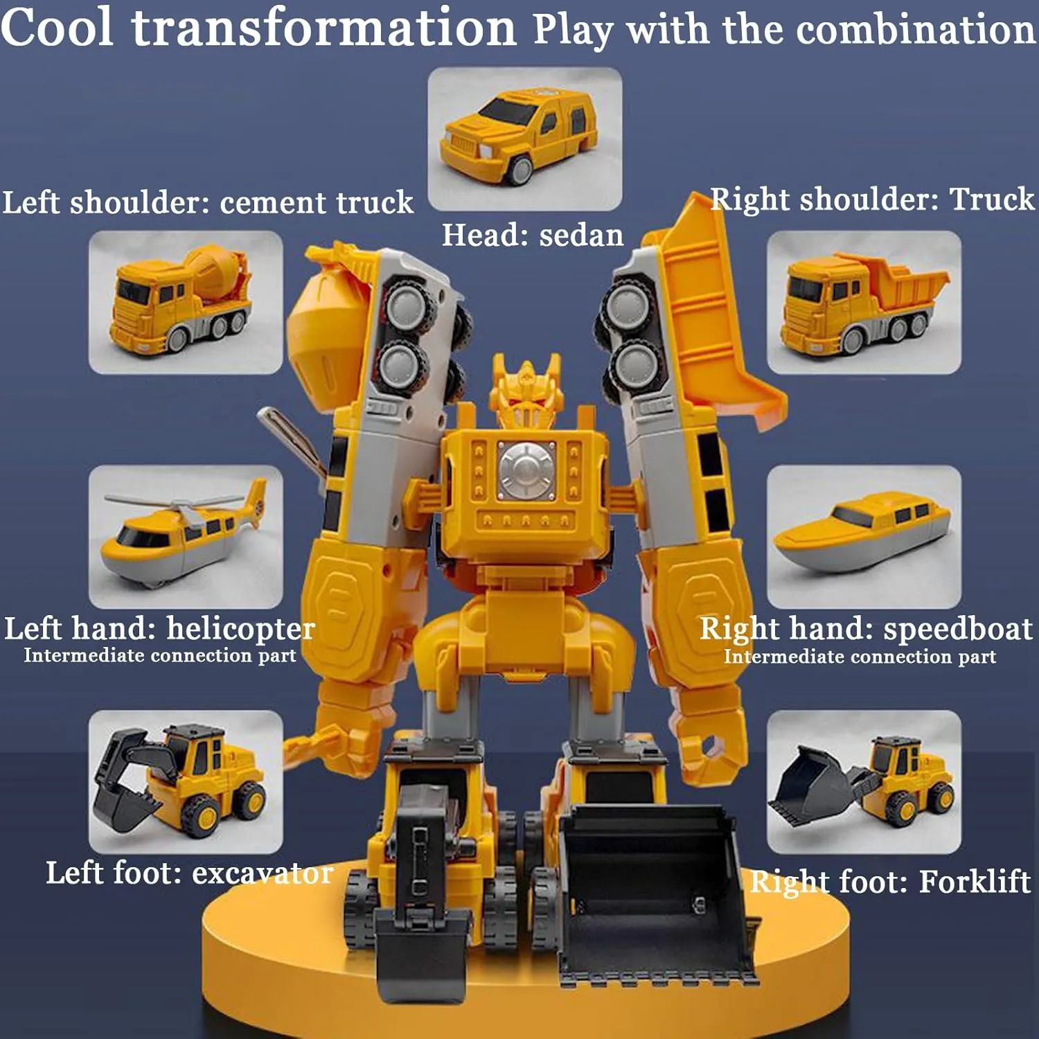 Magnetic Transform Engineering Car Assembled Toys with Storage Box, Constructo Modular Transforming Toy Set for Boys and Girls,Magnetic Blocks for Toddlers ﻿ (Excavator Robot, Pieces, 35)