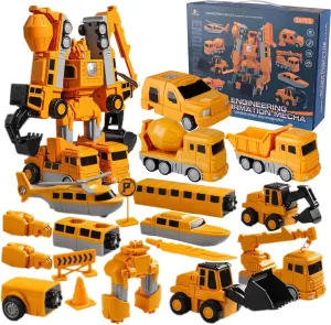 Magnetic Transform Engineering Car Assembled Toys with Storage Box, Toys for Toddlers 3-4, Magnetic Blocks for Kids Age 3-5, Outdoor Toddler Activities