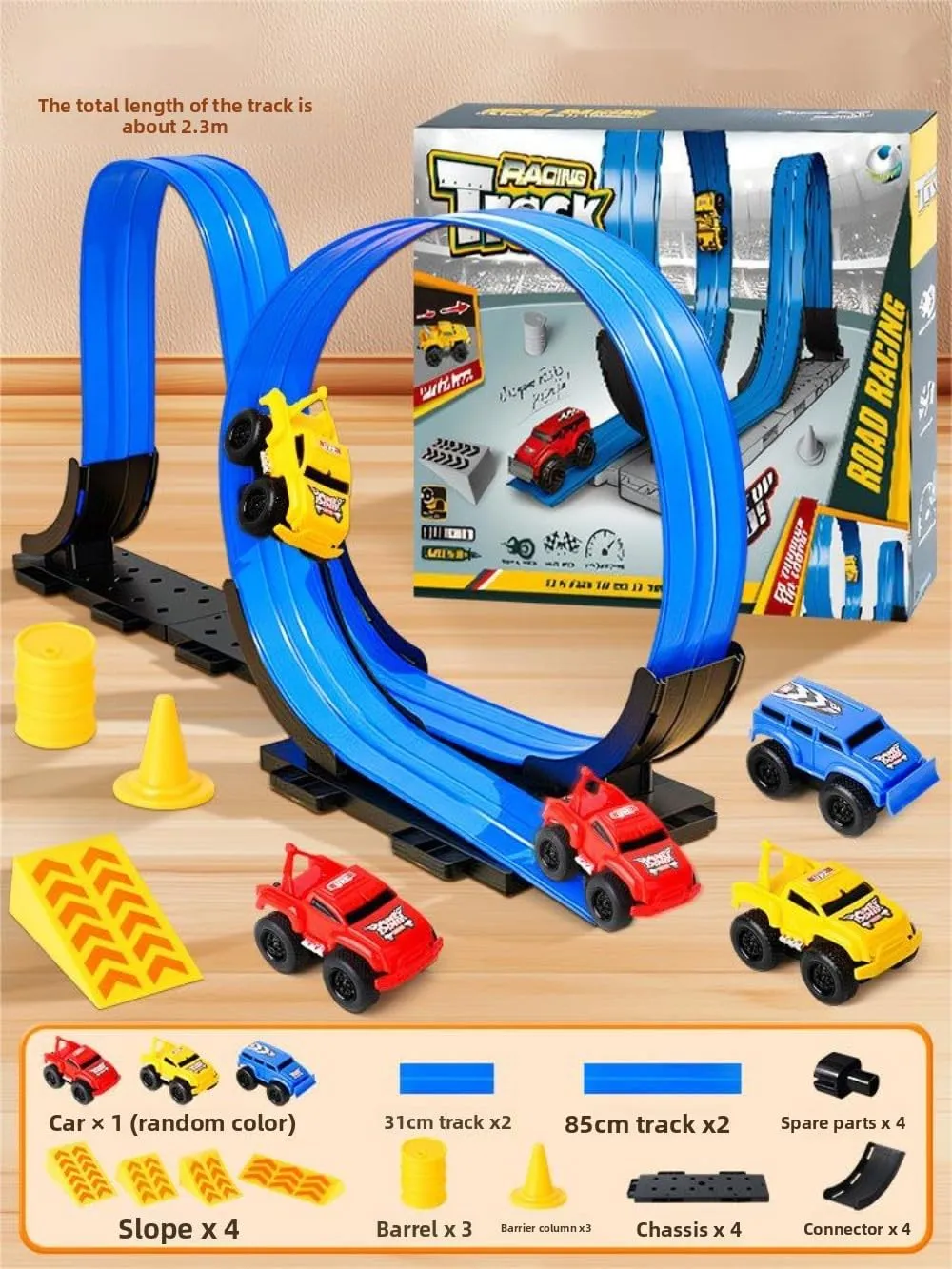 Magnetic Wall Climbing Toy Car, Anti-Gravity Wall Climbing Door Rail Car, Pull-Back Inertial Climbing Car (Car 1 33.4-inch Track)