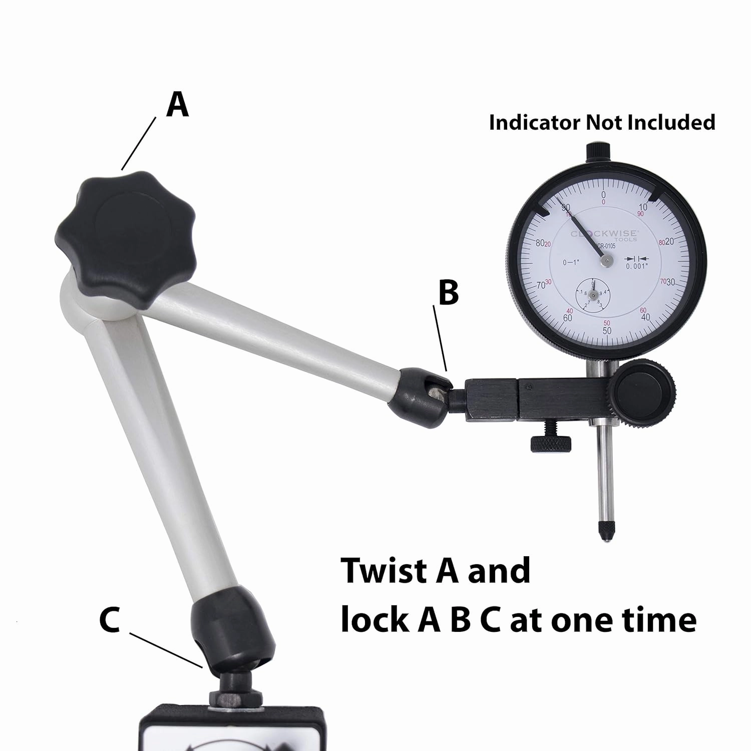 Magnetic Base, MGBR-01, Magnetic Stand for Digital Dial Indicators, 176lbs Max Pull
