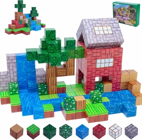 Magnetic Blocks Building Toys 0.8Inch Build Mine Magnet World Set, STEM Montessori Sensory Outdoor Toys,Building Blocks wtih 64Pcs, Blocks for Kids Age 3 