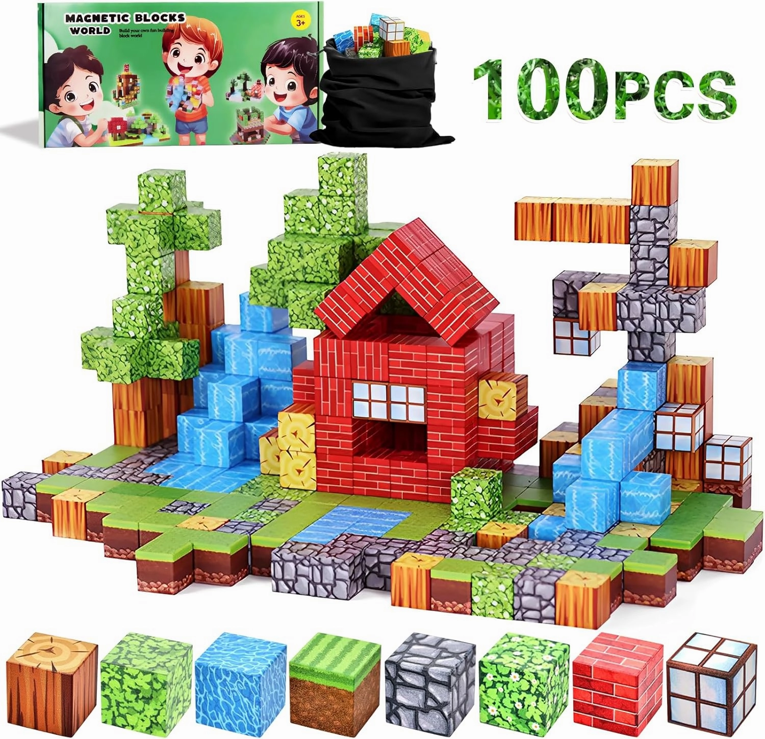 Magnetic Blocks, Magnetic Magic Set for Boys & Girls Toys, STEM Sensory Toys for Kids Ages 3-5, 4-8, 8-12 Christmas Birthday Gifts (Forest)