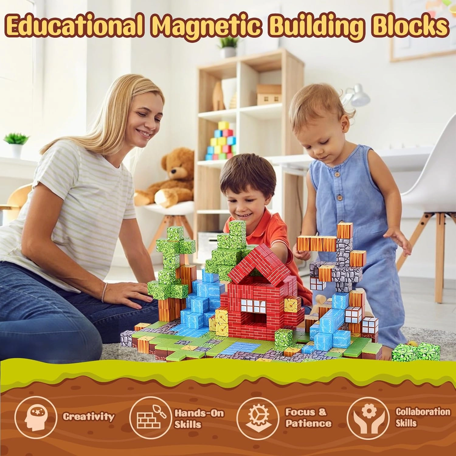 Magnetic Blocks, Magnetic Magic Set for Boys & Girls Toys, STEM Sensory Toys for Kids Ages 3-5, 4-8, 8-12 Christmas Birthday Gifts (Forest)