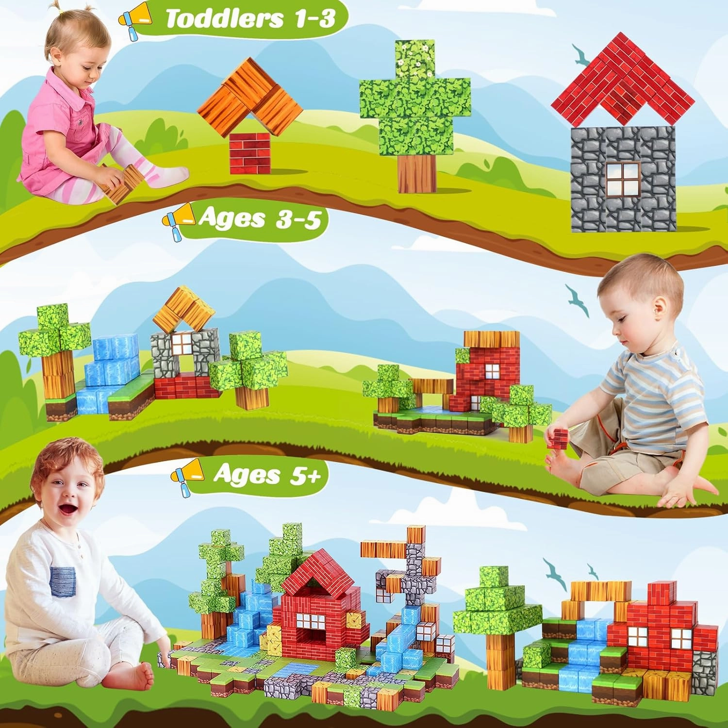 Magnetic Blocks, Magnetic Magic Set for Boys & Girls Toys, STEM Sensory Toys for Kids Ages 3-5, 4-8, 8-12 Christmas Birthday Gifts (Forest)