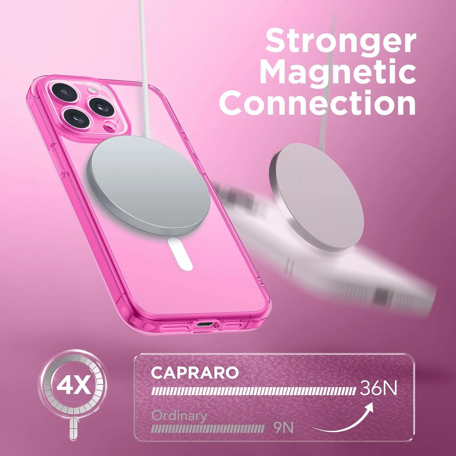 Magnetic for iPhone 15 Pro Case, [Compatible with MagSafe] [Full Camera Protection] Shockproof Protective Slim Translucent Matte Phone Case for iPhone 15 Pro 6.1'', Clear Neon