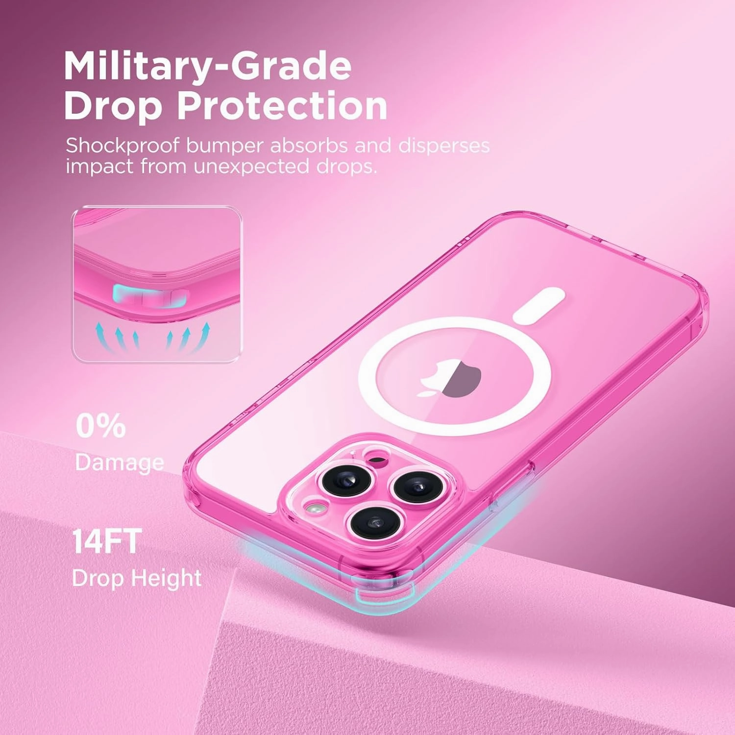 Magnetic for iPhone 15 Pro Case, [Compatible with MagSafe] [Full Camera Protection] Shockproof Protective Slim Translucent Matte Phone Case for iPhone 15 Pro 6.1'', Clear Neon