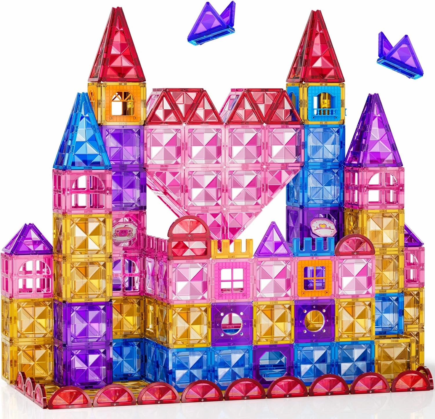 Magnetic Tiles for Kids Toddlers Ages 3-5 4-8 8-10, Magnetic Building Blocks for Kids Ages 4-8 8-12, Educational Magnets Tiles Building Blocks Toys for Toddlers Kids Christmas Birthday Gifts