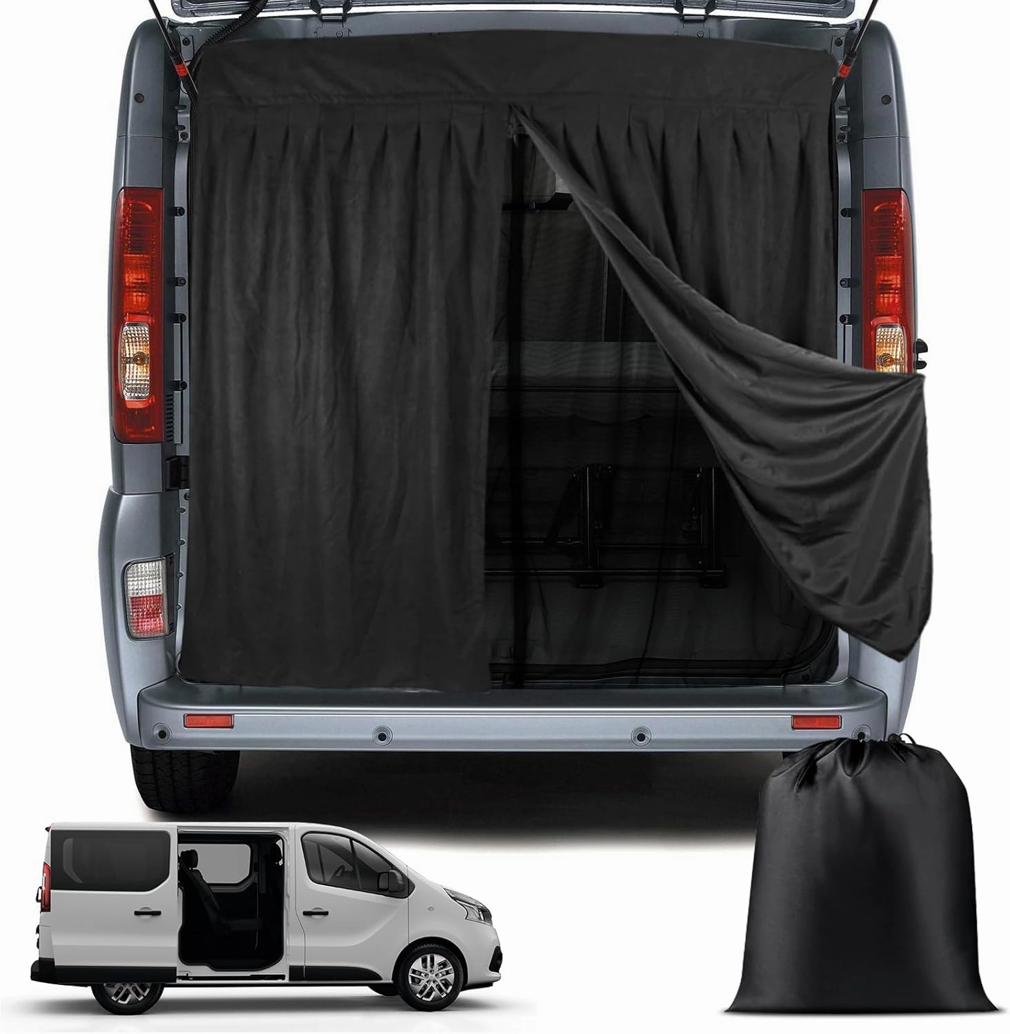 Magnetic Van Bug Screen for RV and Other Campervans, Double Layer Design Bug Mesh Customized for Sprinter, Ford Transit Van, Promaster Camper, GMC Savana, Rear Door Mosquito Net Center Zipper Closure