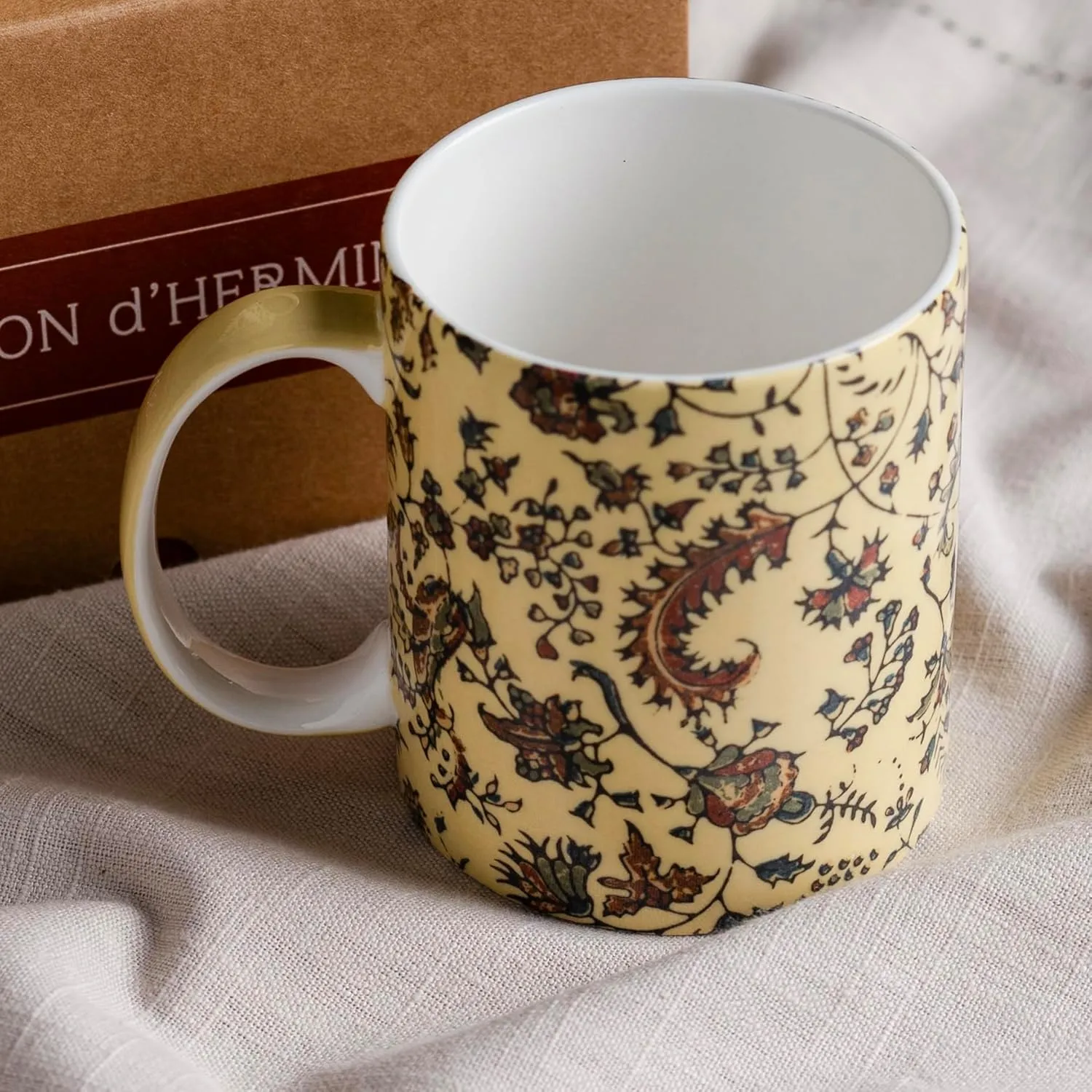 Maison d' Hermine Coffee Mug with Handles Fine Bone China Mugs Pack of Two Tea Cups for Hot Beverages Cappuccino Latte Home Restaurant Office Perfect for Gift (Lakshmi, 12 Ounce)