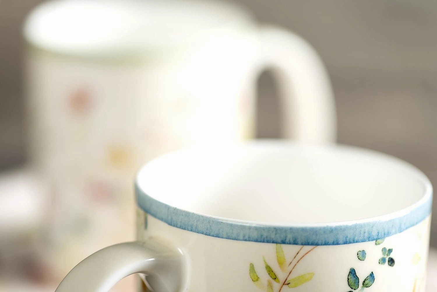 Maison d' Hermine Coffee Mug with Handles Fine Bone China Mugs Pack of One Tea Cups for Hot Beverages Cappuccino Latte Home Restaurant Office Perfect for Gift (Colmar - Blue, 12 Ounce)