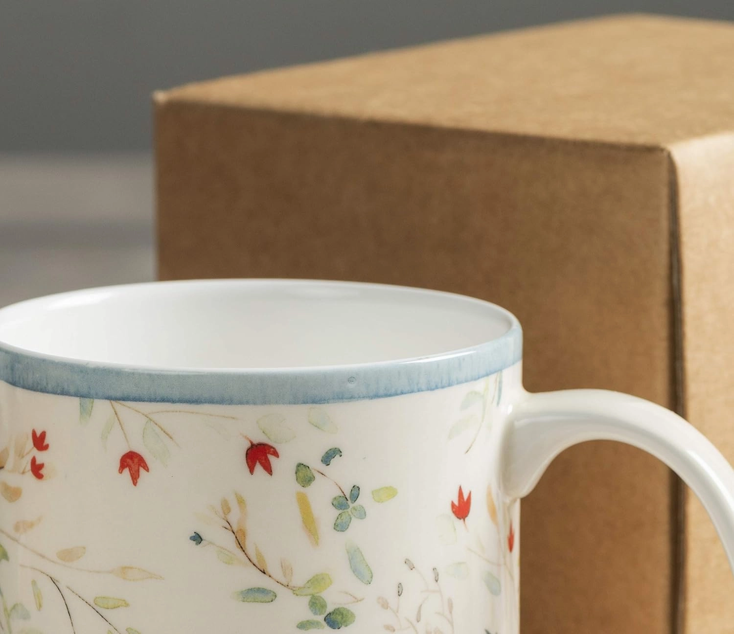 Maison d' Hermine Coffee Mug with Handles Fine Bone China Mugs Pack of One Tea Cups for Hot Beverages Cappuccino Latte Home Restaurant Office Perfect for Gift (Colmar - Blue, 12 Ounce)
