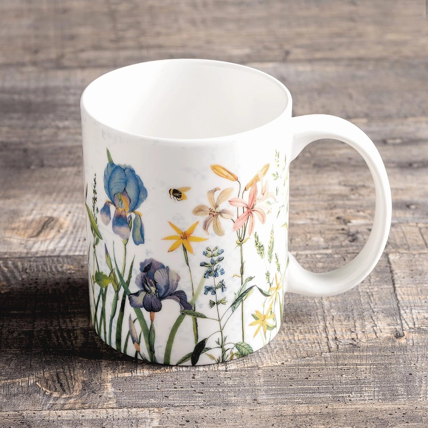 Maison d' Hermine Coffee Mug with Handles Fine Bone China Mugs Pack of One Tea Cups for Hot Beverages Cappuccino Latte Home Restaurant Office Perfect for Gift (Fleurs De Mai - Floral, 15 Ounce)
