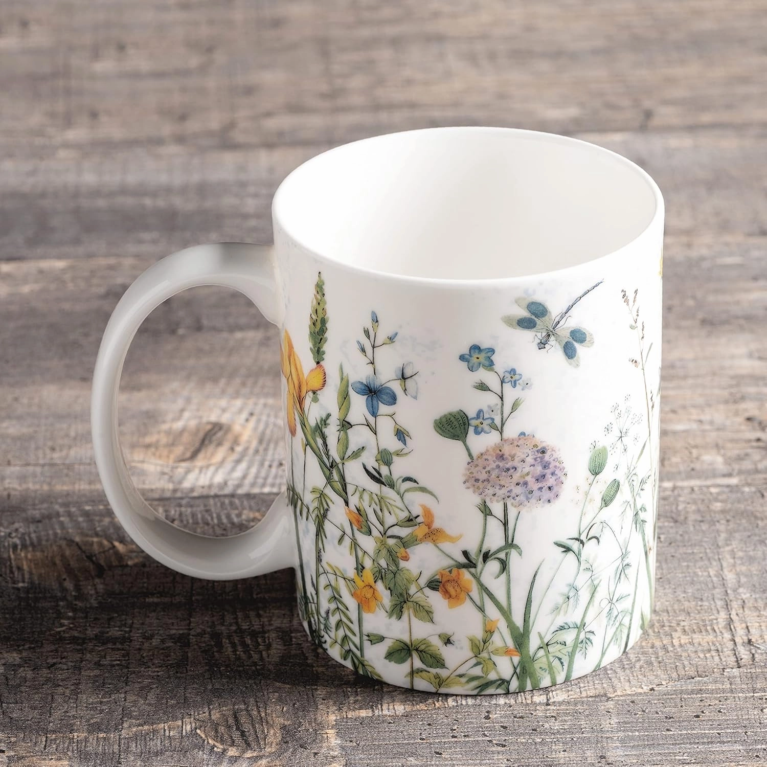 Maison d' Hermine Coffee Mug with Handles Fine Bone China Mugs Pack of One Tea Cups for Hot Beverages Cappuccino Latte Home Restaurant Office Perfect for Gift (Fleurs De Mai - Floral, 15 Ounce)