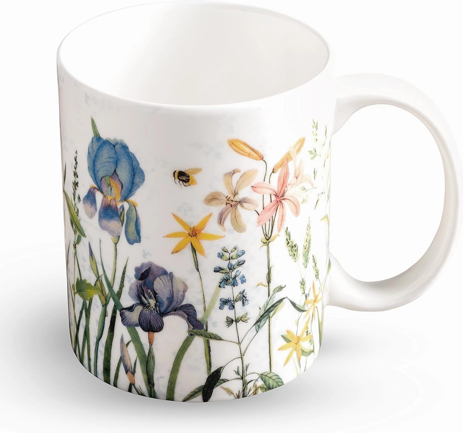 Maison d' Hermine Coffee Mug with Handles Fine Bone China Mugs Pack of One Tea Cups for Hot Beverages Cappuccino Latte Home Restaurant Office Perfect for Gift (Fleurs De Mai - Floral, 15 Ounce)